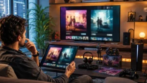 Gamer comparing premium and standard game editions before making a purchase decision.